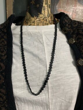 Vintage Matte Flat Beaded Onyx Necklace